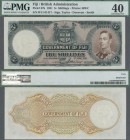 Fiji: 5 Shillings June 1st 1951 with signatures: Taylor / Donovan / Smith, P.37k, excellent condition with a soft vertical bend at center and a few mi...