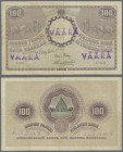 Finland: 100 Markkaa 1909 contemporary forgery with stamp ”VÄÄRÄ” (forgery) on front, P.22 with several folds, small border tears and lightly stained ...