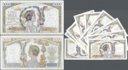 France: large lot of 10 CONSECUTIVE notes of 5000 Francs ”Victoire” 1943 P. 97 numbering from 25151364 to - 373, all from the same bundle, same series...