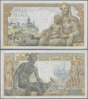 France: set of 15 MOSTLY CONSECUTIVE notes 1000 Francs ”Demeter” 1942/43 P. 102, from S/N 001401271 to - 288, with only a few notes missing in between...