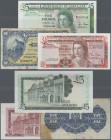Gibraltar: set of 3 banknotes containing 10 Shillings 1958 P. 14c, used with folds and stain in paper, minor border tears, still strongness in paper a...