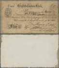 Great Britain: Brightelmston Bank, 5 Pounds 1841 (Grant B.456), stained, torn and re-joined with cardboard attachment on back, seldom seen issue.