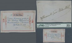 Greenland: 6 Skilling 1856 remainder P. A33r, rare note and probably unique as PMG graded in condition: PMG 55 ABOUT UNCIRCULATED NET.