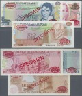 Guatemala: set of 3 specimen notes containing 10, 20 & 100 Quetzales 1971-83 P. 61s, 62s, 64s, all in condition: UNC. (3 pcs)