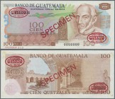 Guatemala: Banco de Guatemala 100 Quetzales 1972-83 TDLR Specimen, P.64s, traces of glue on back, otherwise perfect, condition: aUNC