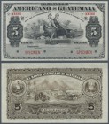 Guatemala: 5 Pesos ND(1897-1920) Specimen P. S112s, printed by ABNC with zero serial numbers, hole cancellations, crisp paper and original colors, onl...