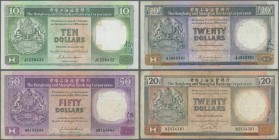 Hong Kong: set of 19 banknotes containing 10 Dollars The Chartered Bank 1977 P. 74c (UNC), 5 Dollars The Hongkong and Shanghai Banking Corporation 196...