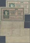 Hungary: Osztrák-magyar Bank / Oesterreichisch-ungarische Bank pair with 200 Kronen 1918, one with and one without wavy lines on back, P.14, 16, both ...