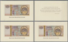 Hungary: Nice set with 3 original folder 2000 Forint Magyar Millennium 2000, P.186 in perfect UNC condition. (3 pcs.)