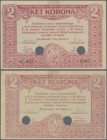 Hungary: City of Kecskemet 2 Korona 1919, P.NL (Adamovsky KEC-3.1.1), with cancellation holes, lightly toned paper with a few spots. Condition: VF
