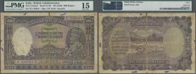 India: JEWEL of Banknotes INDIA 1,000 Rupees P12 1928 issue extremely rare Only Known banknote in Choice Fine condition with PMG graded #15 signature ...