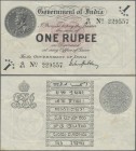 India: 1 Rupee ND sign. Gubbay P. 1g, only lightly used with light folds in paper, no holes or tears, still very crisp original paper and original col...