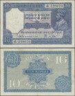 India: 10 Rupees ND P. 7b, used with vertical and horizontal fold, 2 pinholes at left, crispness in paper, not washed or pressed, still original color...