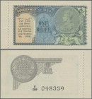 India: 1 Rupee ND portrait KGV P. 14b with counterfoil in original condition: UNC.