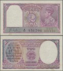 India: 2 Rupees ND(1937) P. 17a, sign. Taylor, with 2 light vertical bends, minor stain trace at lower border, 2 pinholes in condition: XF+.