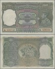 India: 100 Rupees ND(1937) portrait KGIV P. 20a, BOMBAY issue, only lightly used with 2 pinholes, crisp paper, light handling, condition: XF.