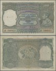 India: 100 Rupees ND(1937) portrait KGIV P. 20n, MADRAS issue, used with folds and pinholes in paper, light stain, in condition: F to F+.