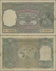 India: 100 Rupees ND(1943) portrait KGIV P. 20o, MADRAS issue, used with folds and pinholes in paper, light stain, small holes, in condition: F- to F.