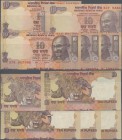India: set of 5 miscut error notes of 10 Rupees 1996 P. 87c, 89c, all in condition: UNC. (5 pcs)