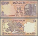 India: set of 19 pcs 10 Rupees P. 95 with funny and lucky numbers containing 1-, 2-, 3-, 4-, 5-, 6-, 7-, 8-, 900000, 1000000, 11111, 22222, 33333, to ...