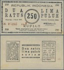 Indonesia: rarely offered note of 250 Rupiah 1949 P. S286, in problem-free, absolutely crisp original condition without any damages: UNC.