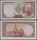 Iran: Banque Mellié Iran 5 Rials SH1316 with oval stamp and French text on back, P.32a in XF condition.