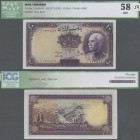 Iran: 10 Rials ND(1938) P. 33A, in nice condition with crisp paper and original colors, no holes or tears, unfolded, condition: ICG graded 58 AU+.
