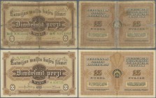 Latvia: Pair of the 25 Rubli 1919, one with Ser.B N°073892 P.5d in VG and the other one with serial M438725 P.5h in XF (2 pcs.)