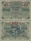 Latvia: 10 Latu overprint on 500 Rubli 1920, P.13a, extraordinary rare banknote in almost perfect condition, just a few minor creases in the paper, ot...