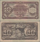 Latvia: 10 Latu 1925, P.24e, highly rare banknote in excellent condition, three times folded, but with strong paper and bright colors. Condition: VF