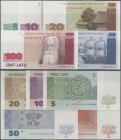 Latvia: Very nice set with 5 Banknotes 5, 10, 20, 50 and 100 Latu 1992, P.43-47, all in perfect UNC condition. (5 pcs.)