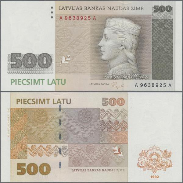 Latvia: 500 Latu 1992, P.48, highest denomination and high value note in perfect...