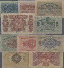 Lithuania: Highly rare set with 5 Banknotes of the second issue of the 1922 series with 1Centas in UNC, 2 Centu in XF, 5 Centai in F and 10 Centu in F...