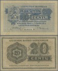 Lithuania: 20 Centu 1922, P.11a with small repaired tear at lower left, otherwise unfolded and without any other damages. Condition: XF