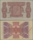 Lithuania: 1 Litas 1922 SPECIMEN with red overprint ”Pavyzdys - bevertis”, P.13s1 in perfect UNC condition. Highly Rare!