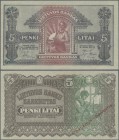 Lithuania: 5 Litai 1922 SPECIMEN with red overprint ”Pavyzdys - bevertis”, P.17s1 in perfect UNC condition. Highly Rare!