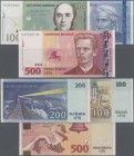 Lithuania: Very nice lot with 3 Banknotes 100 Litu 2000, 200 Litu 1997 and 500 Litu 2000, P.62-64, all in UNC condition. (3 pcs.)