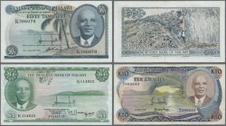 Malawi: Set with 3 Banknotes 1960's/70's containing 50 Tambala, 1 Pound and 10 Kwacha, P.3, 9, 21 in condition: F to VF (3 pcs.)