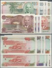 Malawi: set of 8 banknotes containing 1 Kwacha 1986, 2x 1 Kwacha 1992, 5 Kwacha 1994, 5 Kwacha 1990, 2x 10 Kwacha 1992 and 20 Kwacha 1990, P. 19, 23-2...
