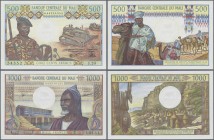 Mali: set of 2 notes containing 500 & 1000 Francs ND(1970-84) P. 12e, 13c, both in crisp original condition without any holes or tears, crisp paper, b...