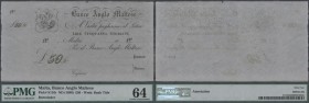 Malta: Banco Anglo Maltese unsigned remainder for 50 Pounds ND(1880), P.S116r in excellent condition for this large size format note. PMG graded 64 Ch...