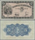 Martinique: 5 Francs 1942 P. 16b, light folds and handling in paper, no holes or tears, crispness in paper and original colors, condition: VF to VF+.