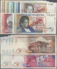 Mauritius: Highly rare Specimen set with 25, 50, 100, 200, 500, 1000 and 2000 Rupees 1998 Specimen, P.42s-48s, order of languages: English - Sanskrit ...