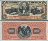 Mexico: Banco de Londres y México 100 Pesos 1889-1913, Serie ”C” SPECIMEN, P.S237ds, punch hole cancellation and red overprint Specimen at lower cente...