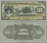 Mexico: El Banco de Sonora 100 Pesos 1911 SPECIMEN, P.S423s, punch hole cancellation and red overprint Specimen at lower center, serial number 00000 a...
