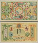 Mongolia: 5 Dollars 1924 remainder, P.4r, nice original shape with small tears at upper margin and a few minor creases in the paper. Rare! Condition: ...