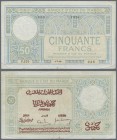 Morocco: Banque d'État du Maroc 50 Francs 1928, P.13, highly rare note in still nice condition, small spots, several folds and some pinholes at left. ...