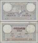 Morocco: 20 Francs 1945 P. 18b with light folds and creases in paper, no holes or tears, paper still with crispness and original colors, condition: VF...