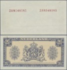 Netherlands: 2 1/2 Gulden 1945 P. 71 error note with missing print on front, condition: aUNC.