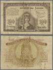 New Caledonia: 100 Francs 1944 P. 46b, used with folds and stain in paper, several small holes and borders used, condition: VG+.